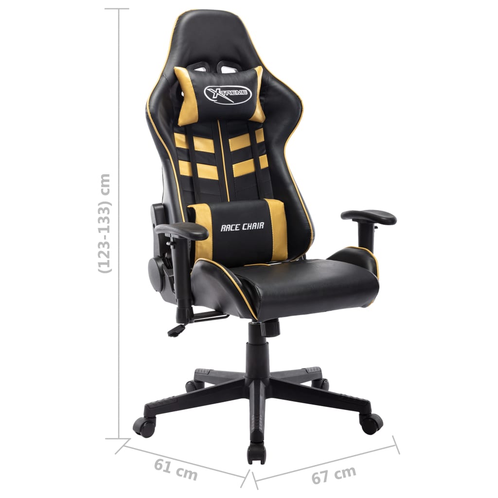vidaXL fekete és arany színű műbőr gamer szék