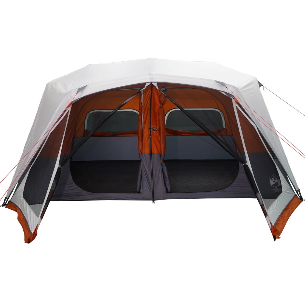 vidaXL 10 személyes szürke-narancs gyorskioldó LED-es családi sátor