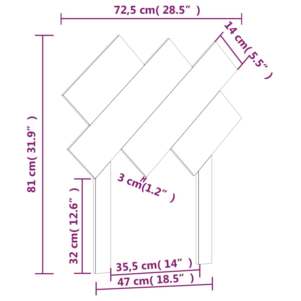 vidaXL mézbarna tömör fenyőfa ágyfejtámla 72,5x3x81 cm