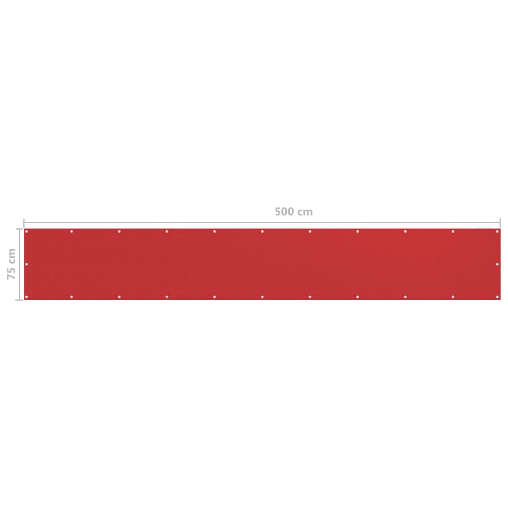 vidaXL piros HDPE erkélytakaró 75 x 500 cm