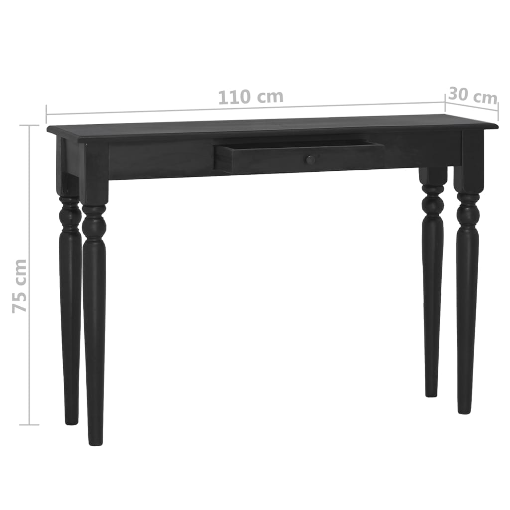 vidaXL világos fekete tömör mahagónifa tálalóasztal 110 x 30 x 75 cm
