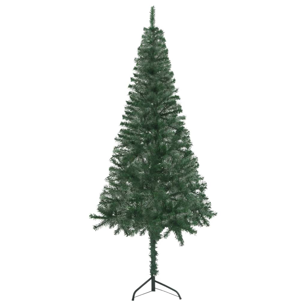 vidaXL zöld PVC sarok műkarácsonyfa LED-ekkel és gömbszettel 210 cm