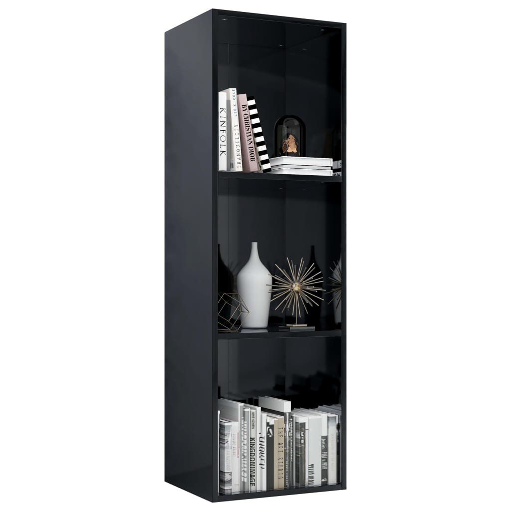 vidaXL magasfényű fekete forgácslap könyv-/TV-szekrény 36x30x114 cm