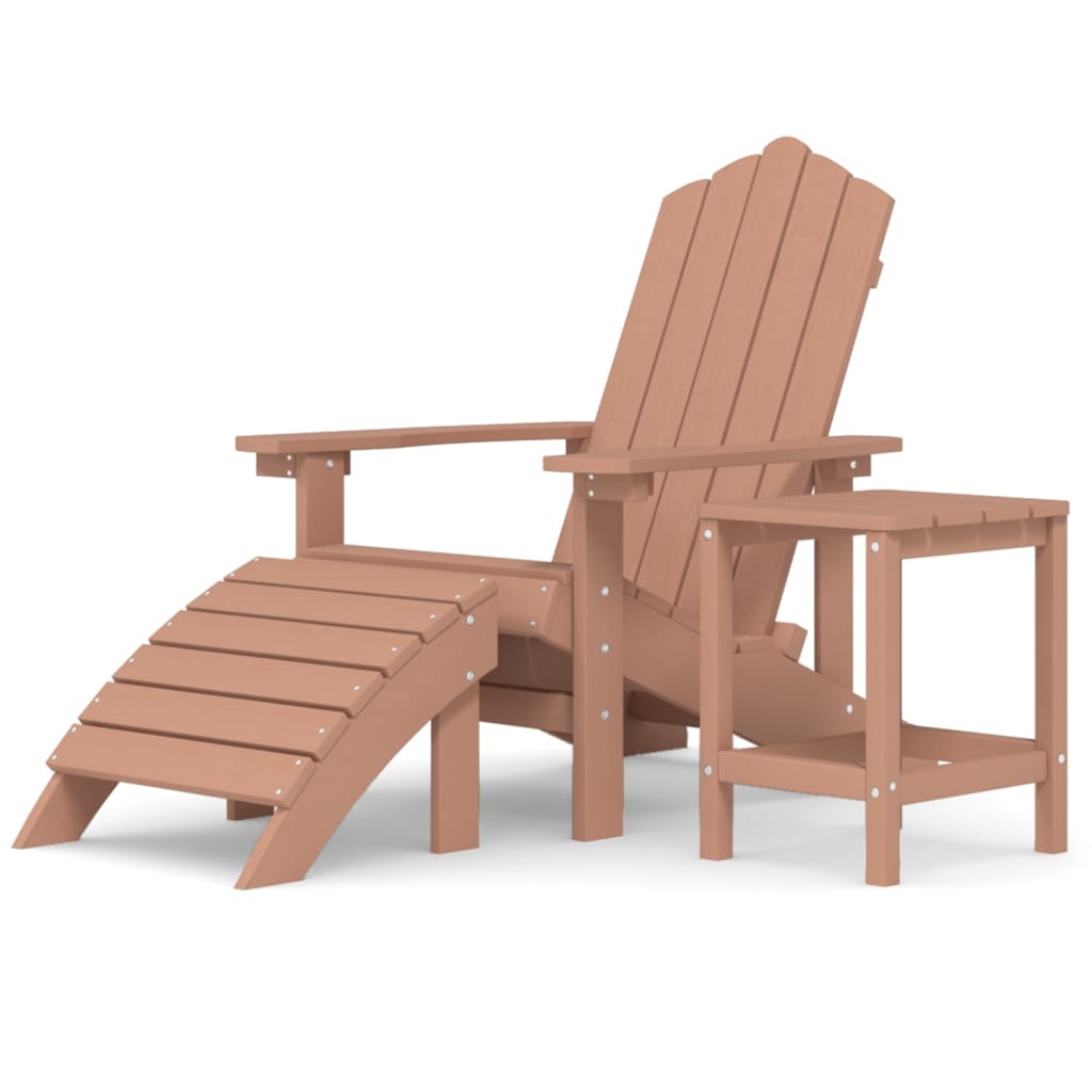 vidaXL barna HDPE kerti adirondack szék lábtartóval és asztallal