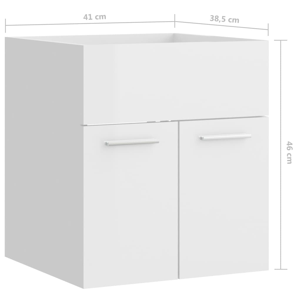 vidaXL magasfényű fehér forgácslap mosdószekrény 41 x 38,5 x 46 cm