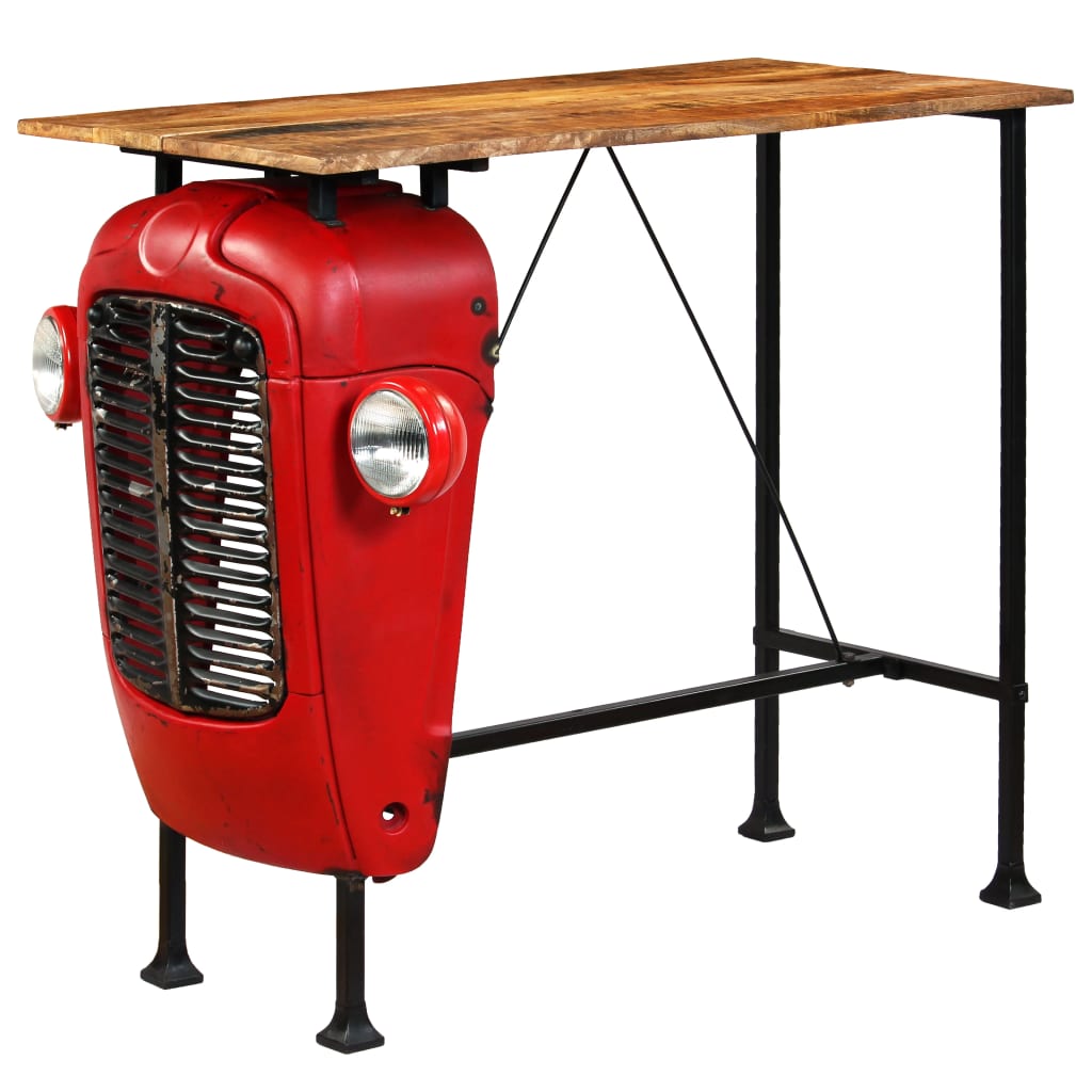 vidaXL vörös tömör mangófa traktoros bárasztal 60 x 120 x 107 cm
