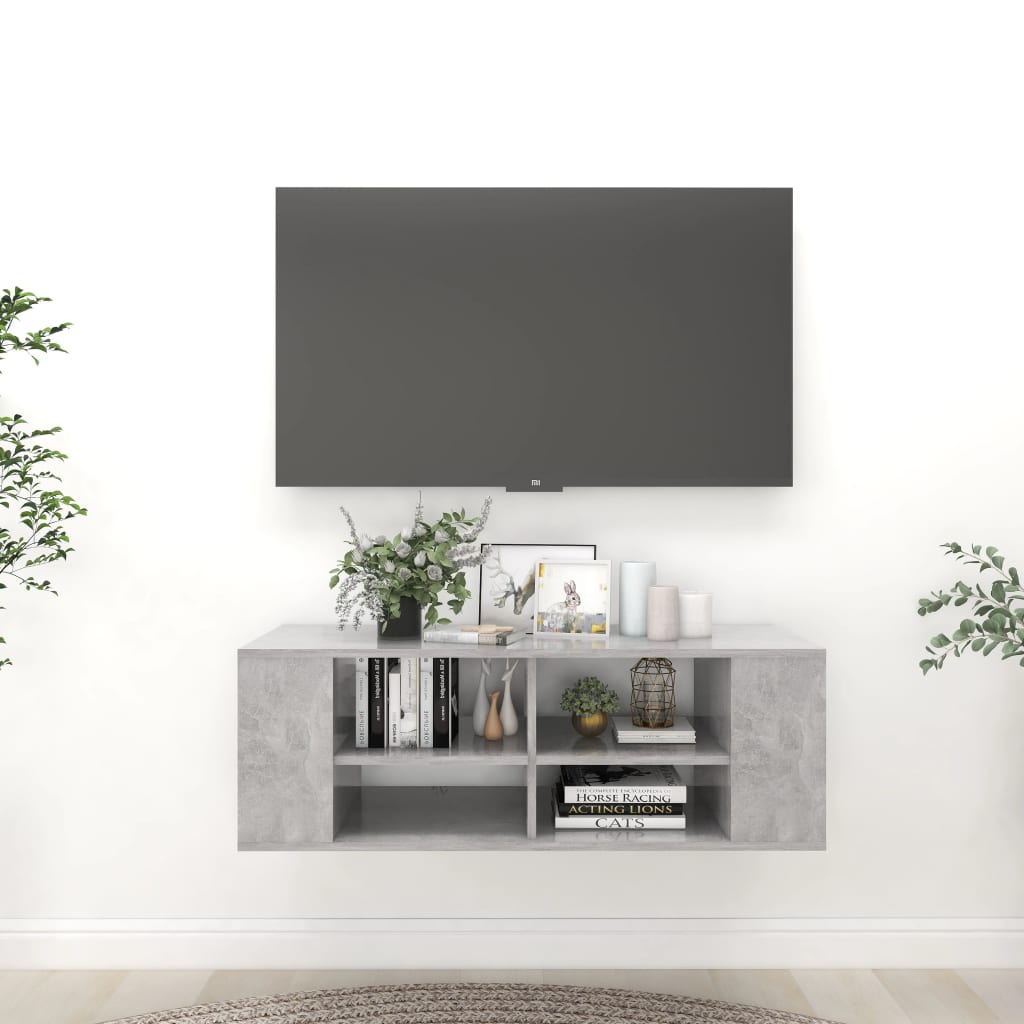 vidaXL betonszürke falra szerelhető TV-szekrény 102 x 35 x 35 cm