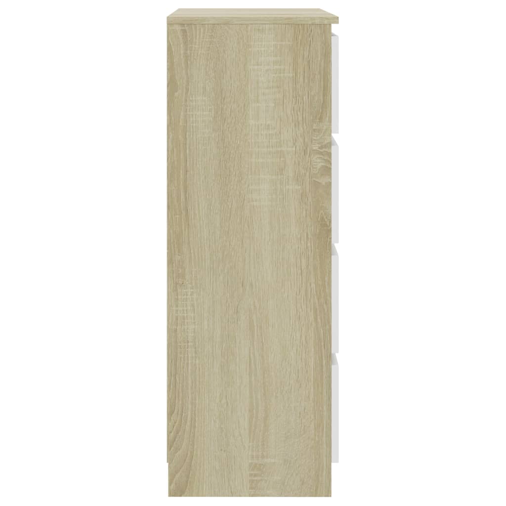 vidaXL fehér és sonoma tölgy szerelt fa tálalószekrény 60x35x98,5 cm
