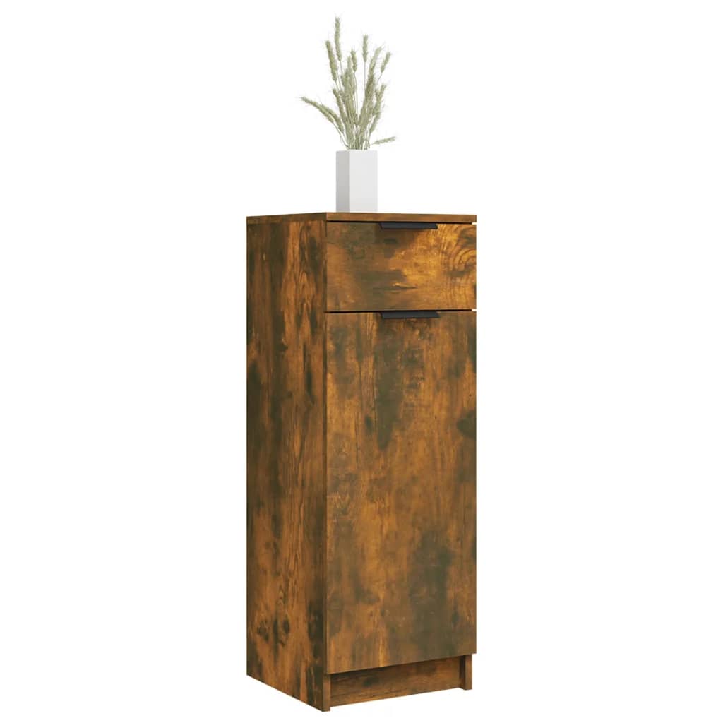 vidaXL füstös tölgy színű szerelt fa fürdőszobaszekrény 32x34x90 cm
