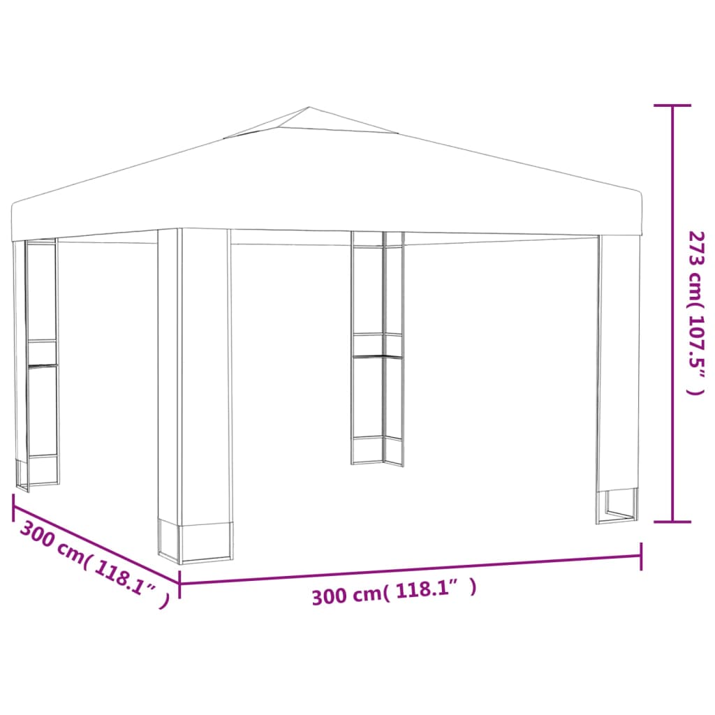 vidaXL tópszínű dupla tetős pavilon 3 x 3 x 2,7 m 180 g/m²