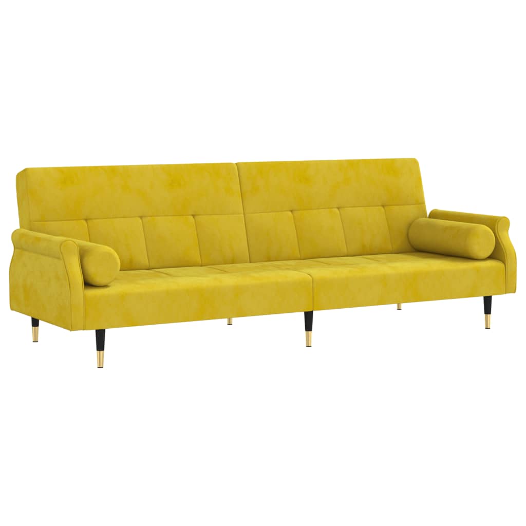 vidaXL sárga bársony kanapéágy párnákkal