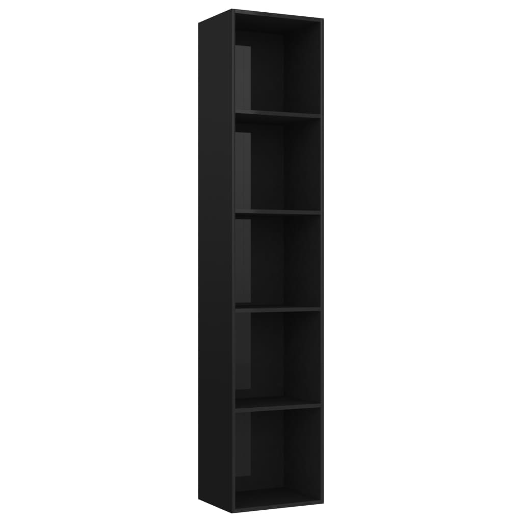 vidaXL magasfényű fekete forgácslap könyvszekrény 40 x 30 x 189 cm