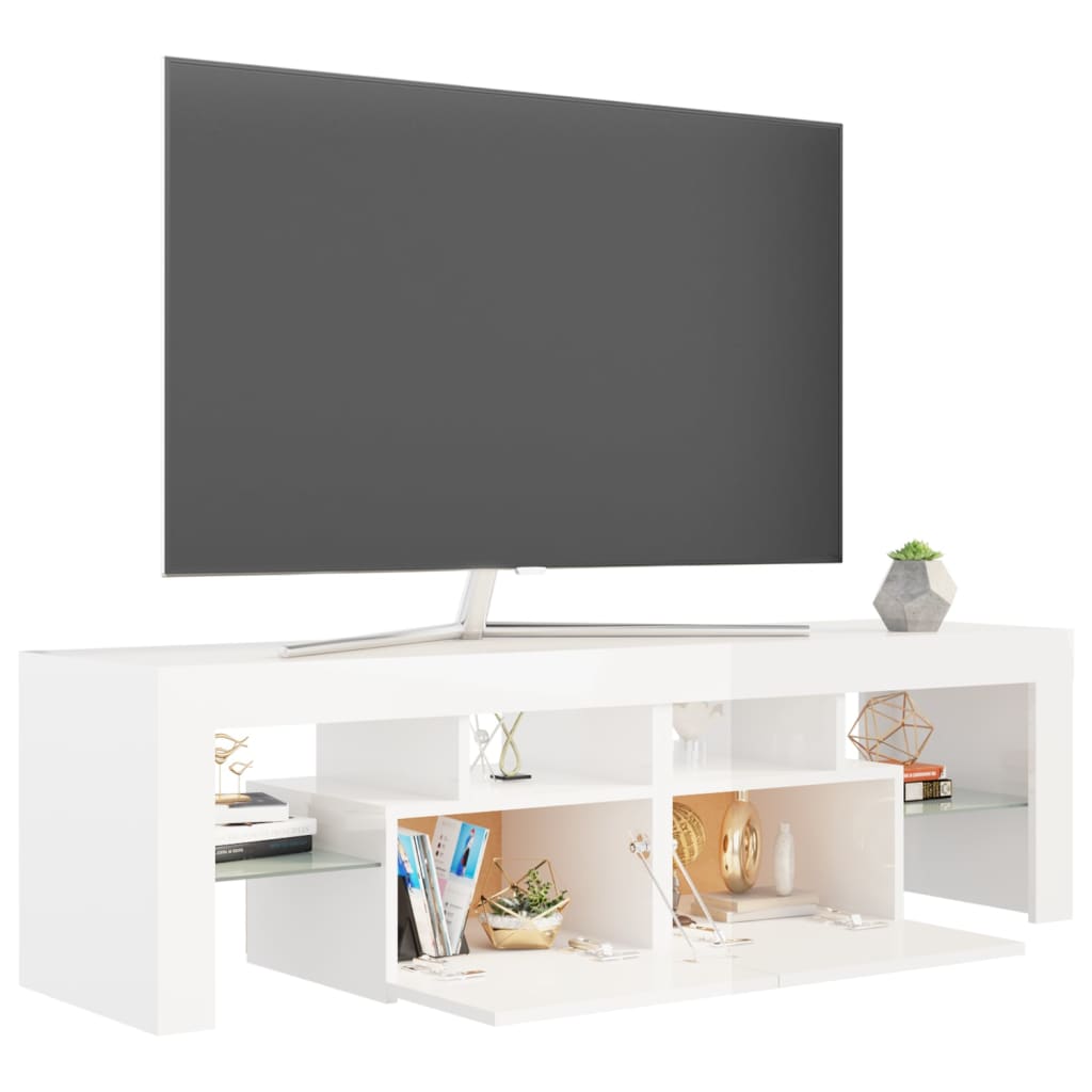 vidaXL magasfényű fehér TV-szekrény LED-lámpákkal 140 x 36,5 x 40 cm