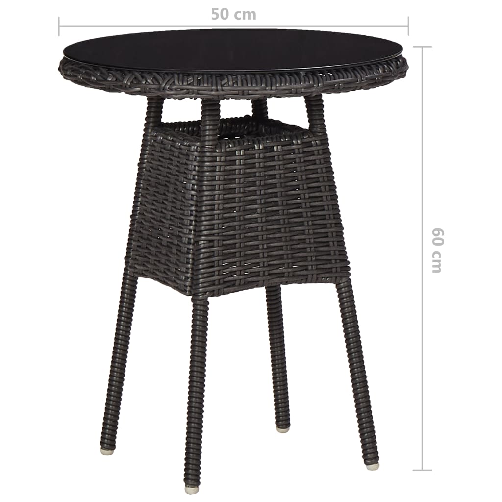 vidaXL 2 db fekete polyrattan kerti szék teázóasztallal