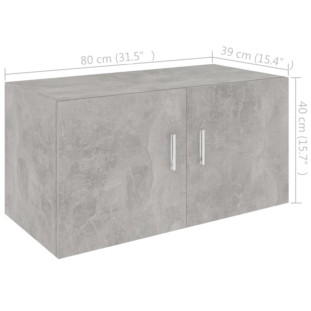 vidaXL betonszürke forgácslap fali szekrény 80 x 39 x 40 cm