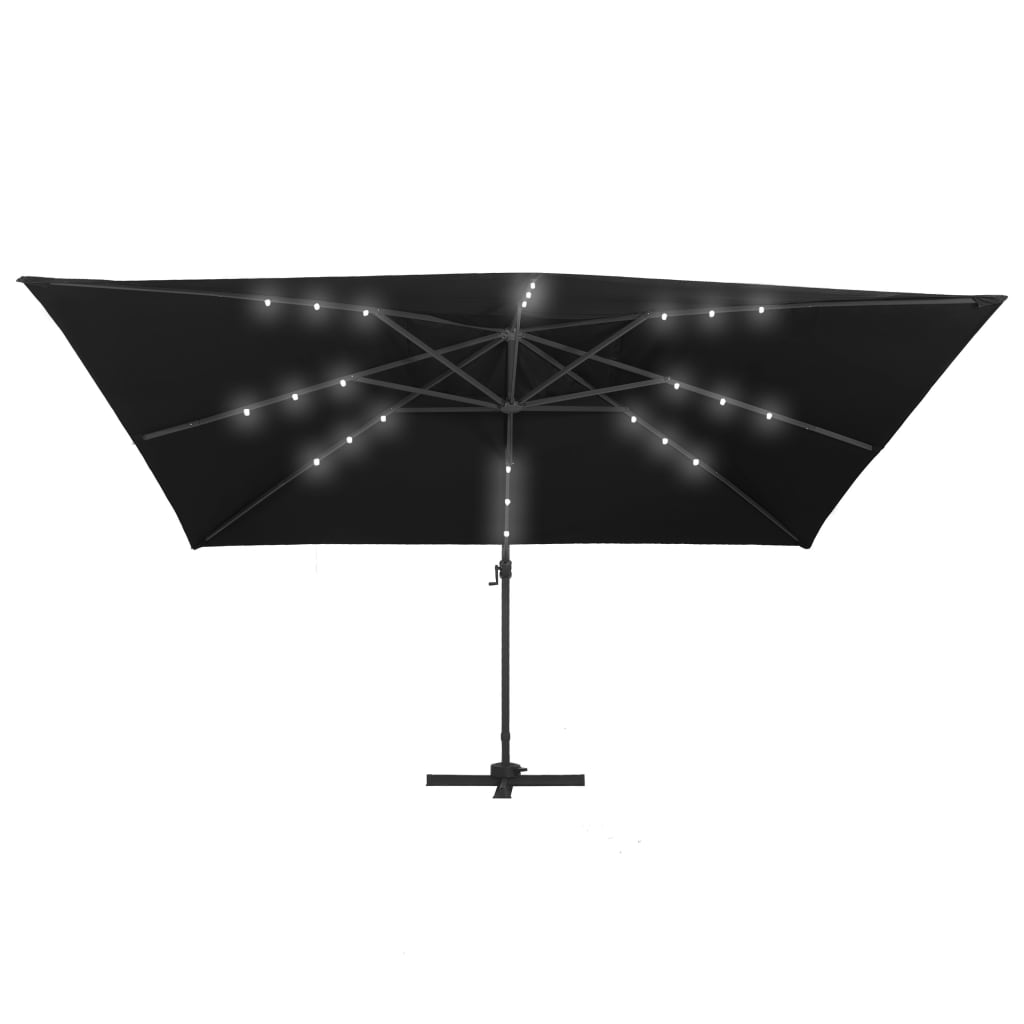 vidaXL fekete konzolos napernyő LED fényekkel és alumíniumrúddal