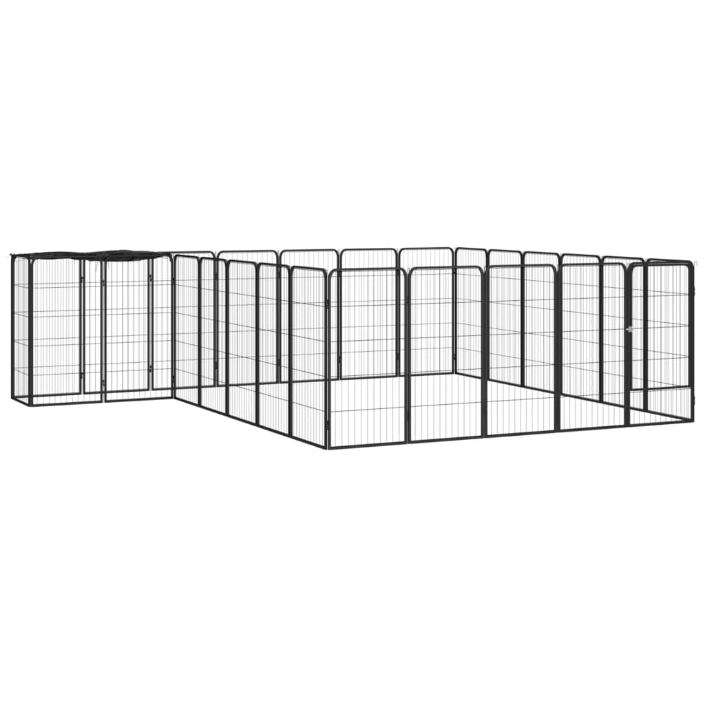 vidaXL 26-paneles fekete porszórt acél kutyakennel 50 x 100 cm