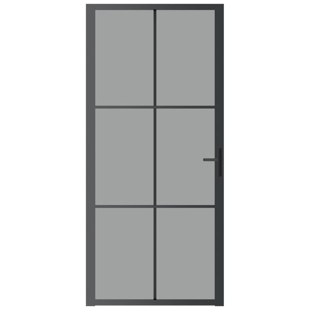 vidaXL fekete ESG üveg és alumínium beltéri ajtó 93 x 201,5 cm