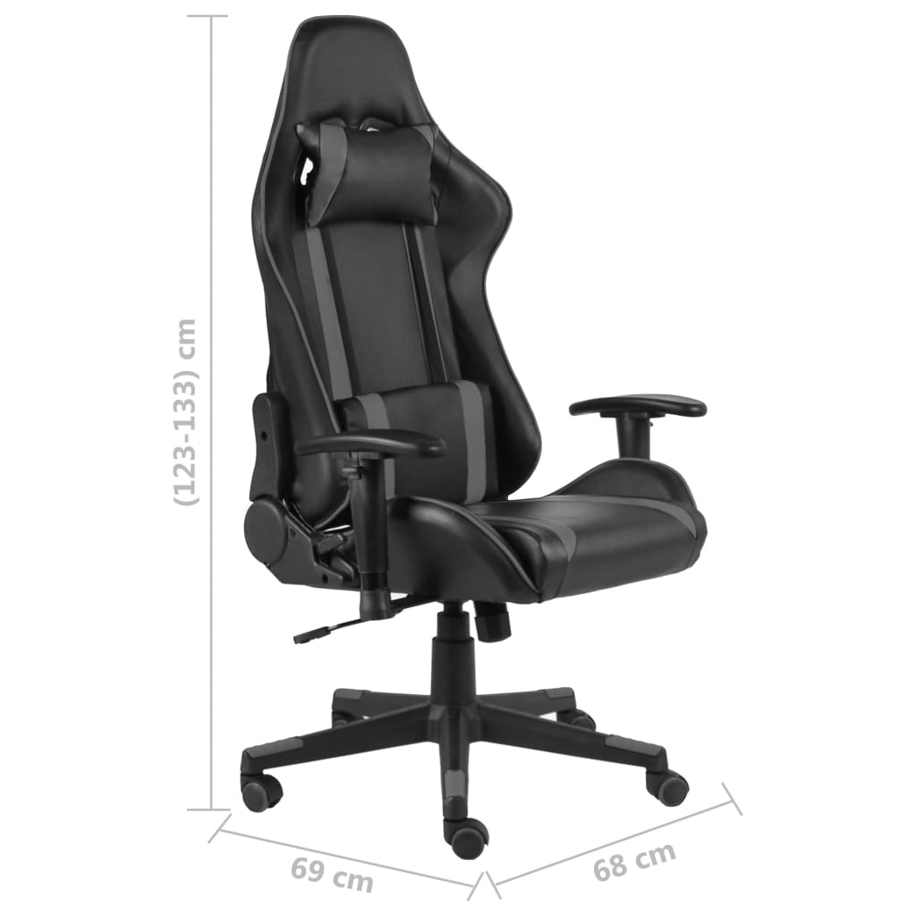 vidaXL szürke PVC forgó gamer szék