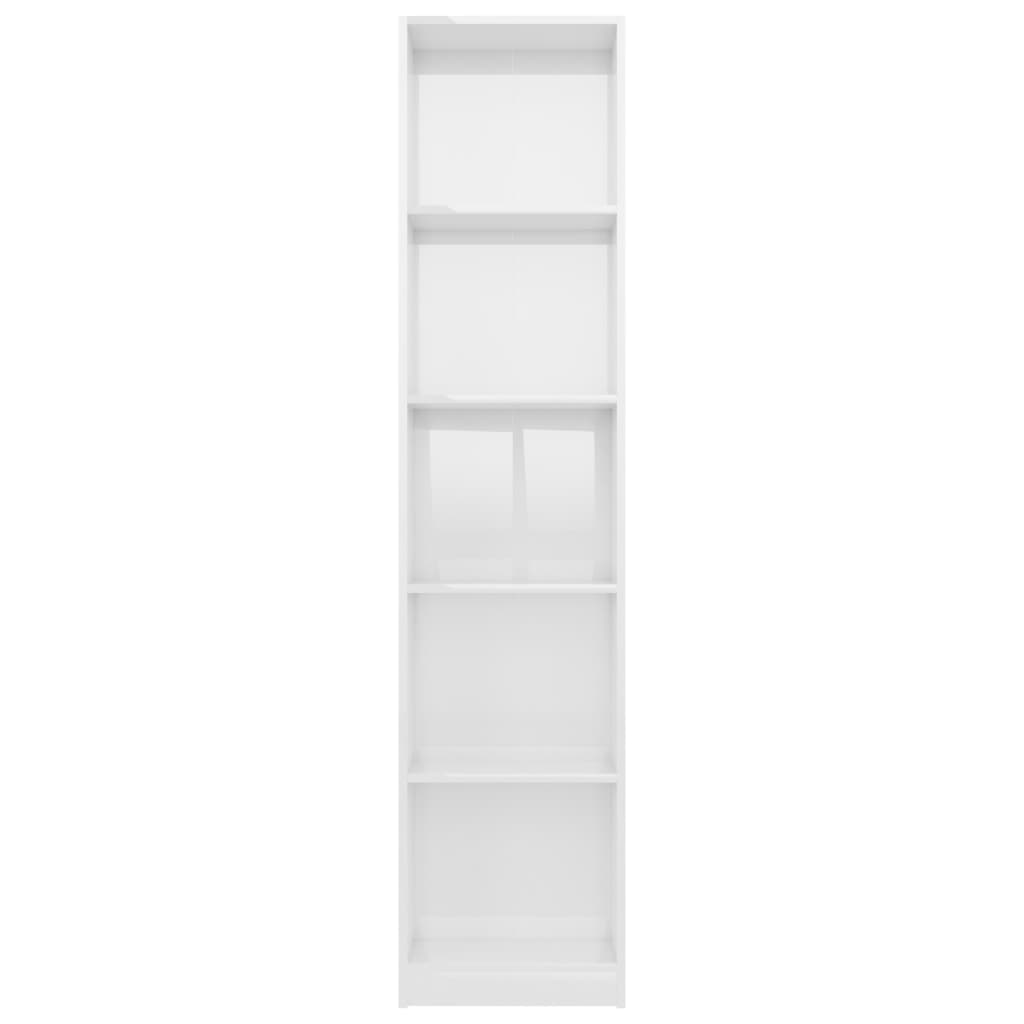 vidaXL 5-szintes magasfényű fehér forgácslap könyvszekrény 40x24x175cm