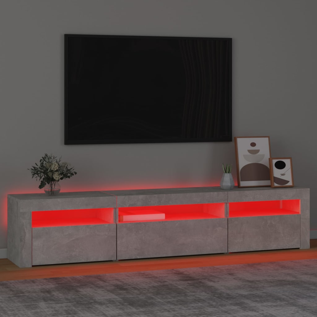 vidaXL betonszürke TV-szekrény LED lámpákkal 195x35x40 cm