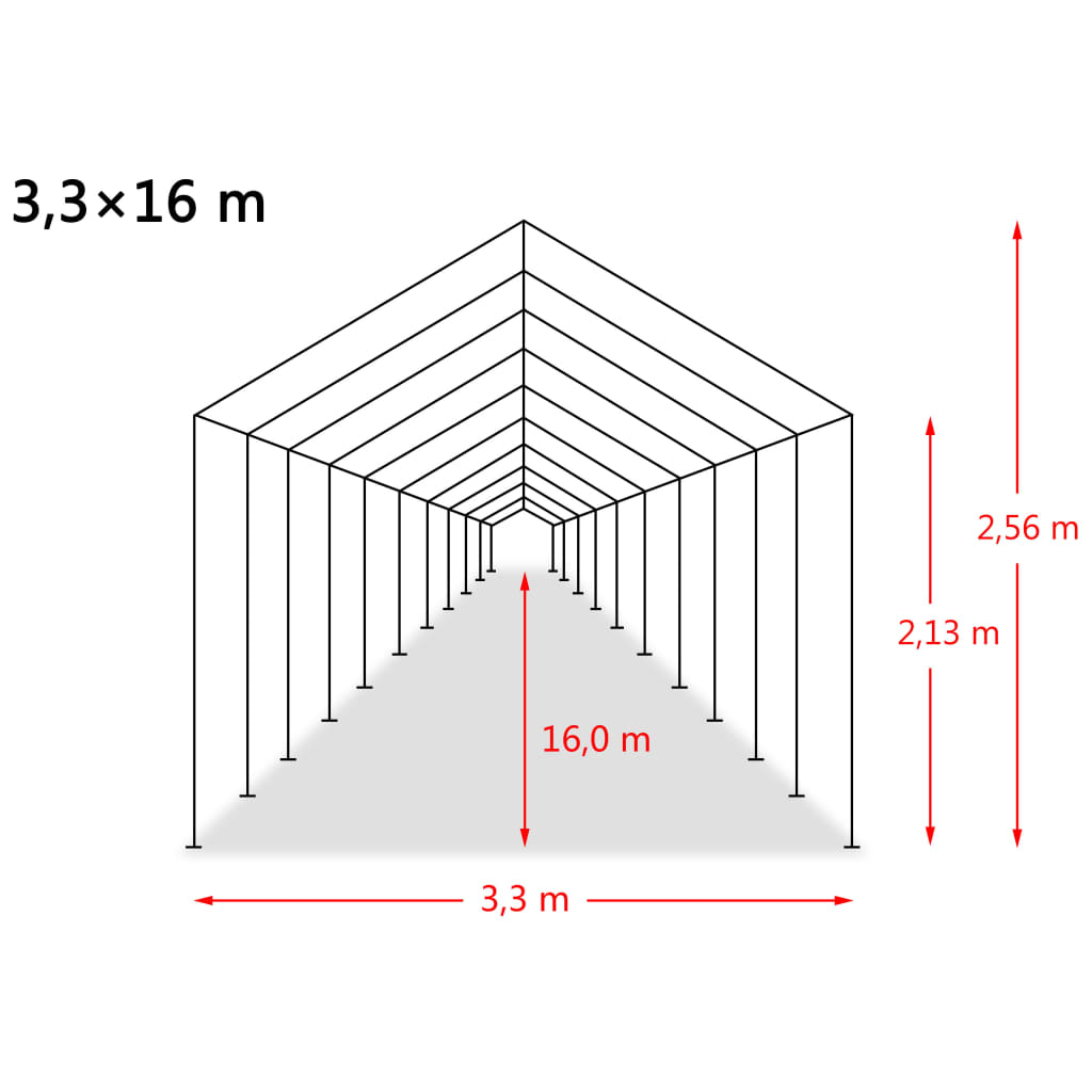 vidaXL sötétzöld elmozdítható PVC állattartó sátor 550 g/m² 3,3 x 16 m