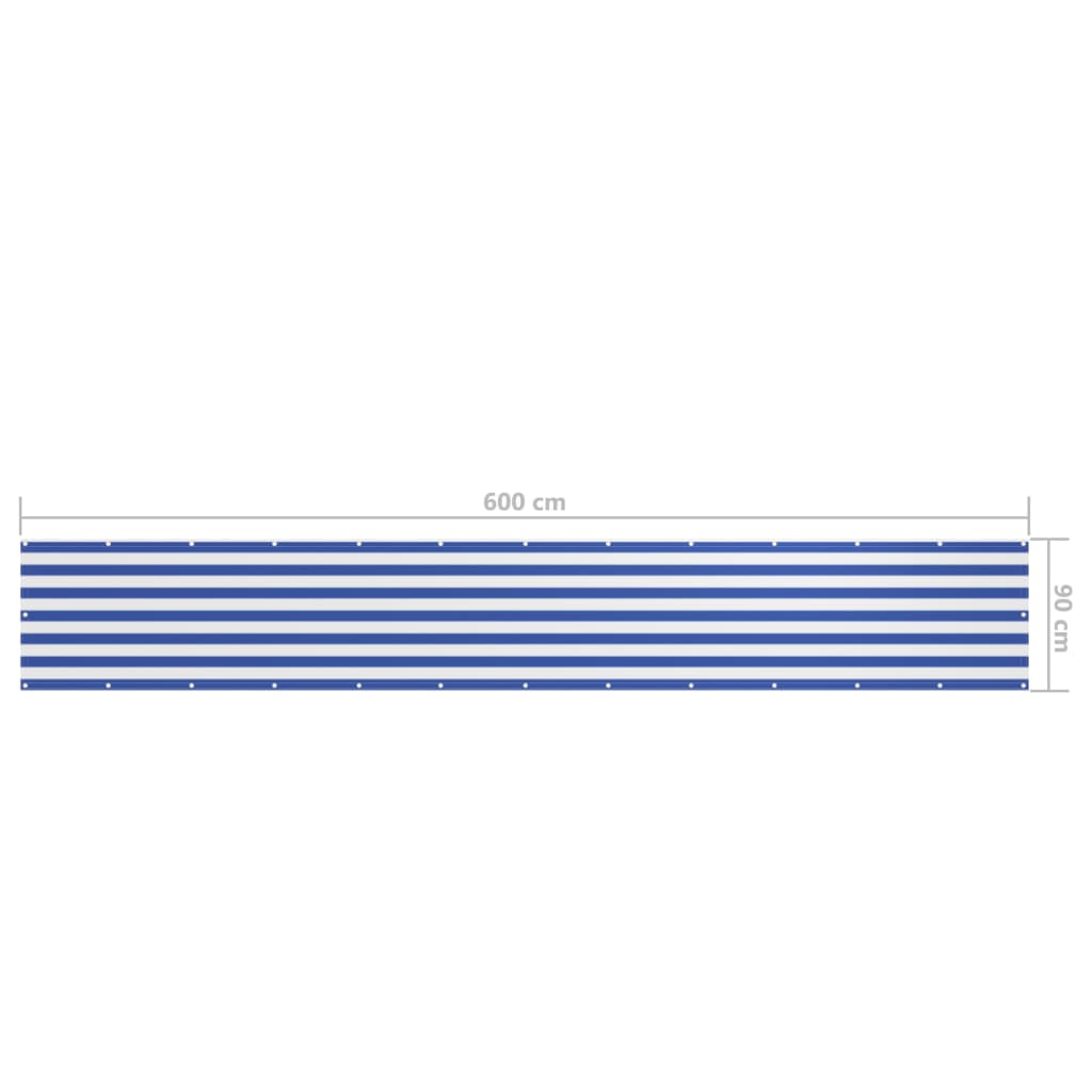 vidaXL fehér-kék oxford-szövet erkélyparaván 90 x 600 cm