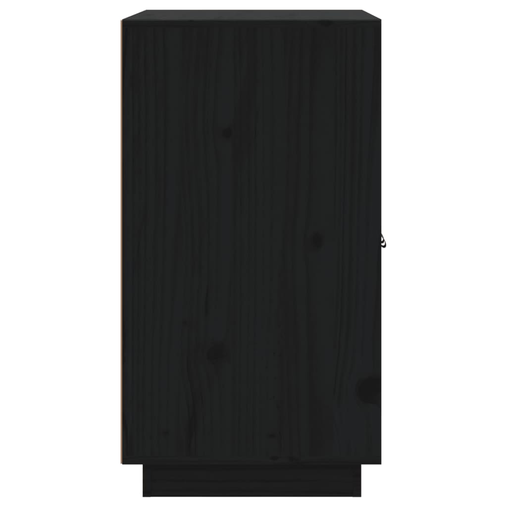 vidaXL fekete tömör fenyőfa tálalószekrény 65,5 x 40 x 75 cm