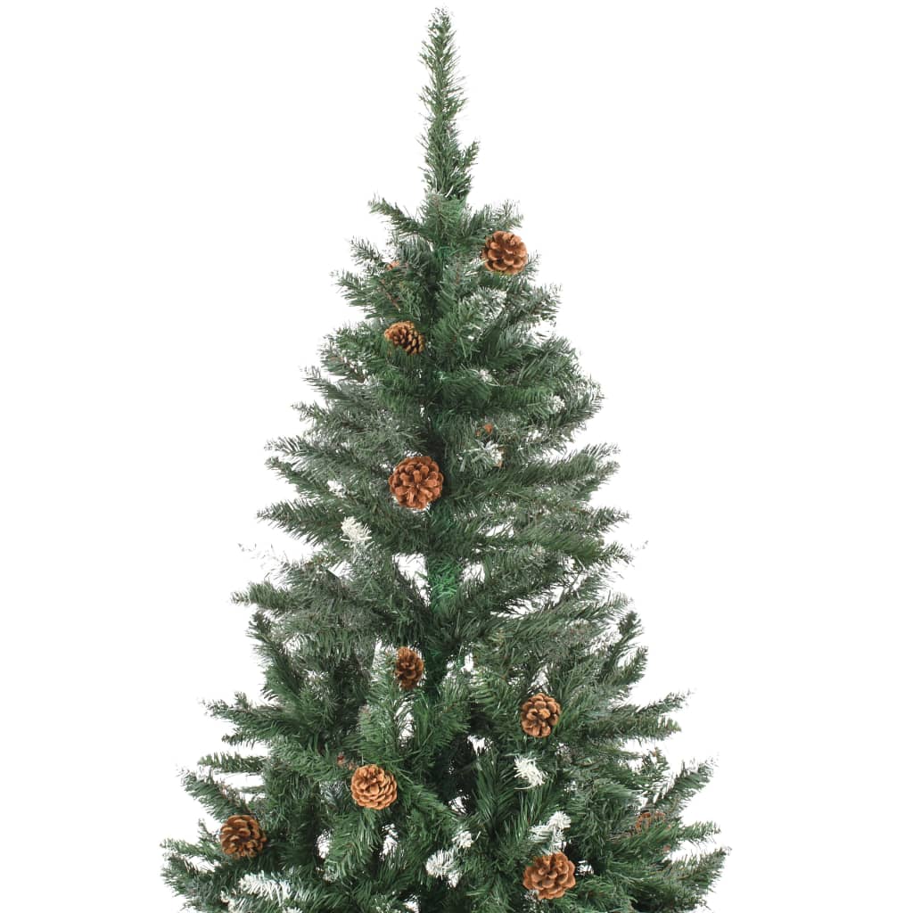 vidaXL műkarácsonyfa fenyőtobozokkal és fehér csillámmal 180 cm