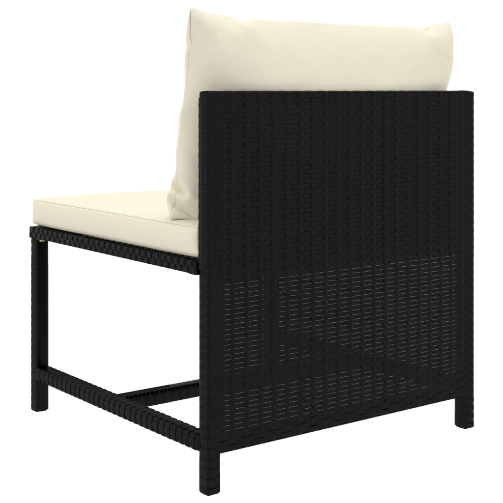 vidaXL fekete polyrattan elemes középső kanapé párnákkal