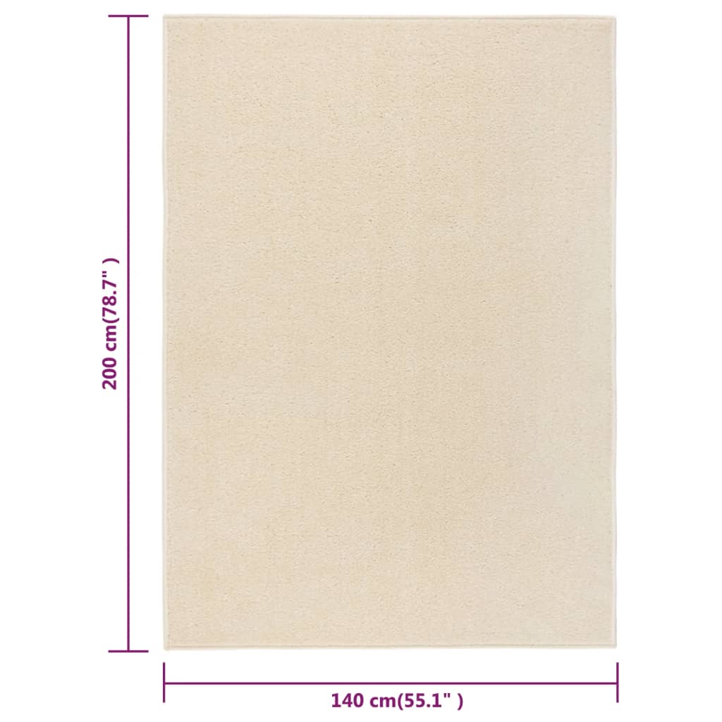vidaXL krémszínű rövid szálú szőnyeg 140 x 200 cm