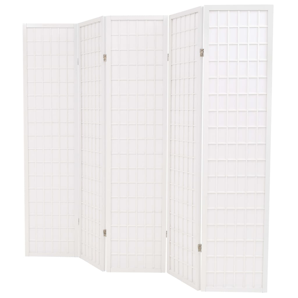 vidaXL 5 paneles, fehér, japán stílusú paraván 200 x 170 cm