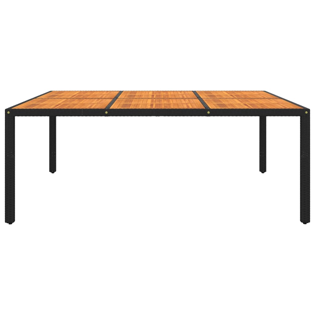 vidaXL fekete akácfa és polyrattan kerti asztal 200 x 150 x 75 cm