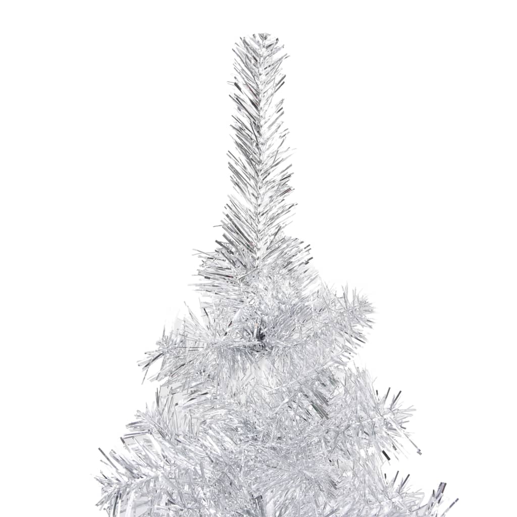 vidaXL ezüstszínű PET megvilágított műkarácsonyfa gömb szettel 180 cm
