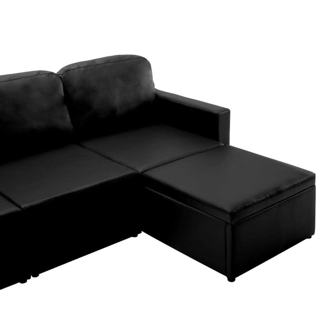 vidaXL 3-személyes fekete műbőr elemes kanapé