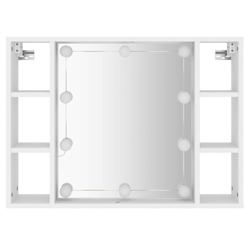 vidaXL fehér tükrös szekrény LED-ekkel 76 x 15 x 55 cm