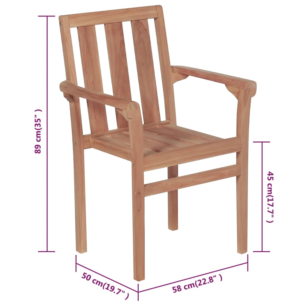 vidaXL 6 db összecsukható tömör tíkfa kerti szék párnával