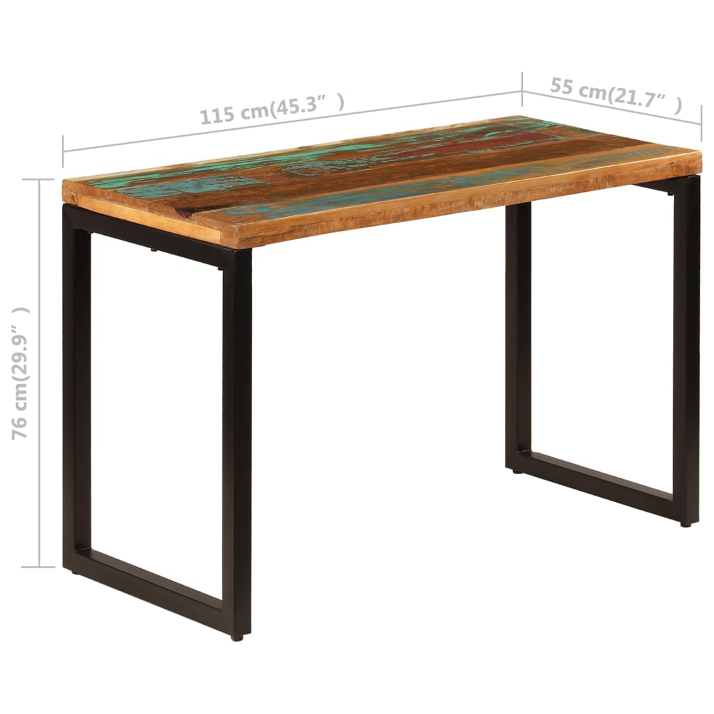 vidaXL tömör újrahasznosított fa és acél étkezőasztal 115 x 55 x 76 cm