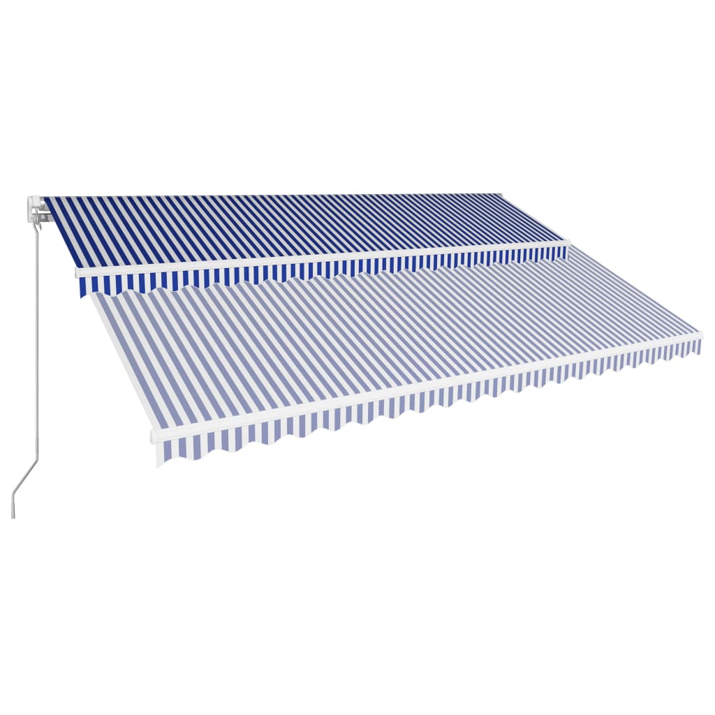 vidaXL kék és fehér kézzel kihúzható napellenző 500 x 300 cm