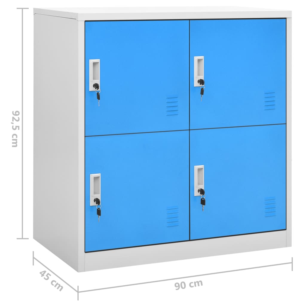 vidaXL 5 db világosszürke-kék acél zárható szekrény 90 x 45 x 92,5 cm
