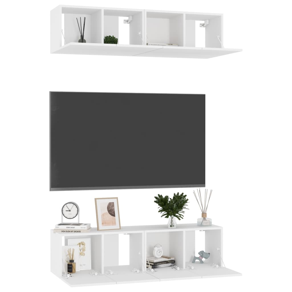 vidaXL 4 db fehér forgácslap TV-szekrény 60 x 30 x 30 cm