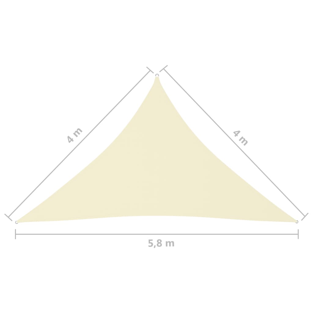 vidaXL krémszínű háromszög alakú oxford-szövet napvitorla 4x4x5,8 m