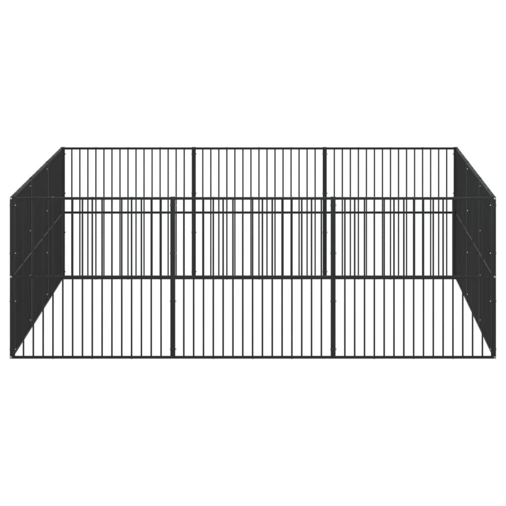 vidaXL 12 paneles fekete porszórt acél kutyajáróka
