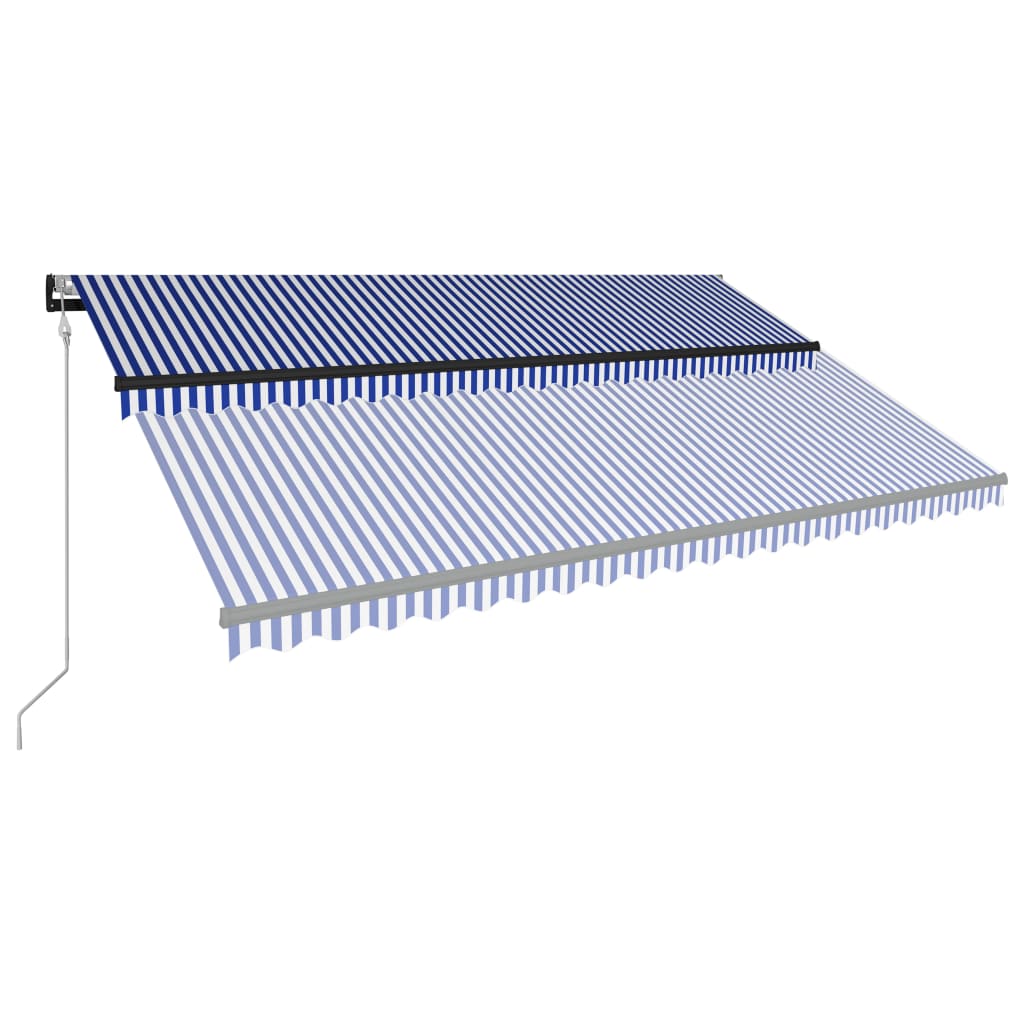 vidaXL kék és fehér szélérzékelős és LED-es napellenző 500 x 300 cm