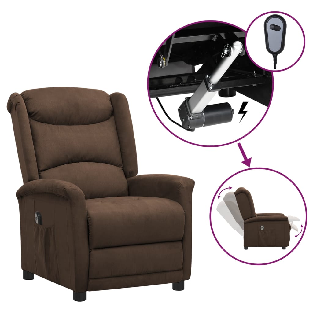 vidaXL barna mikroszálas elektromos dönthető fotel