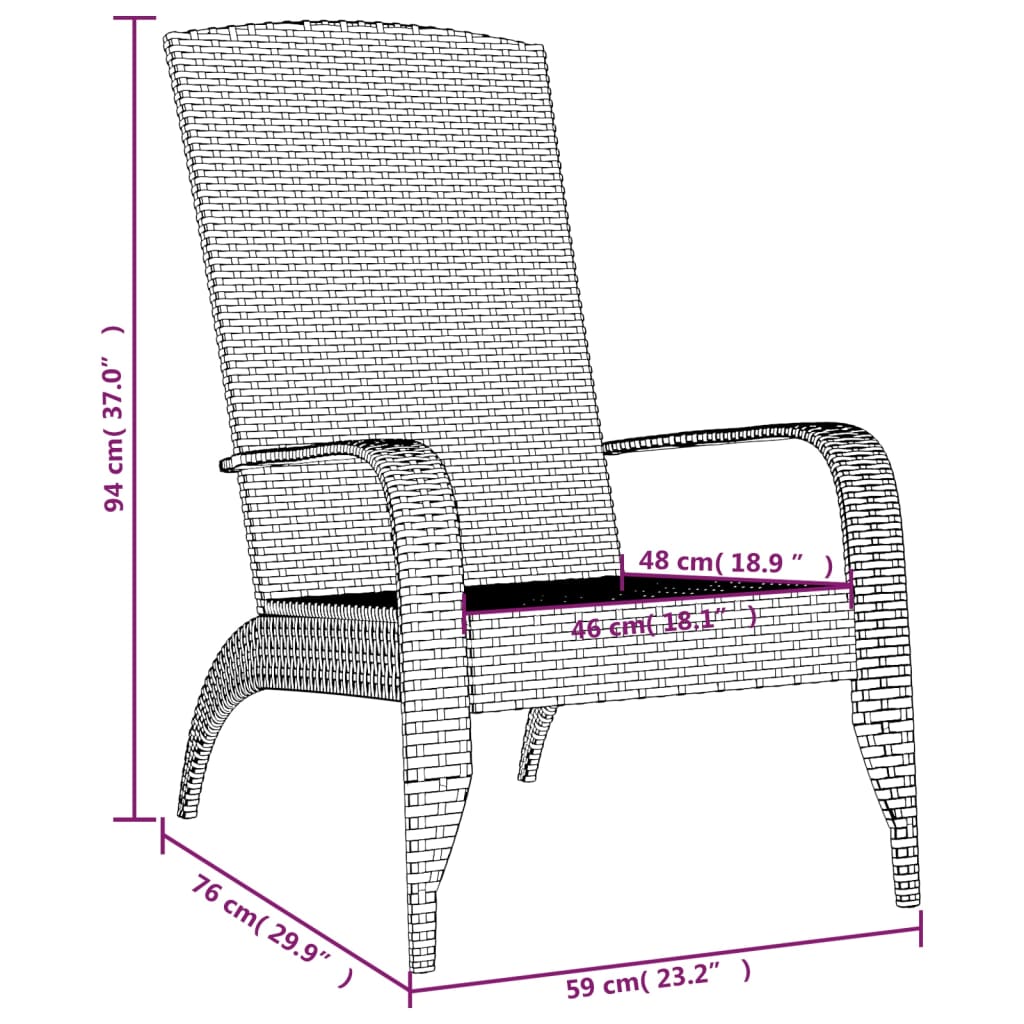 vidaXL szürke polyrattan kerti adirondack szék