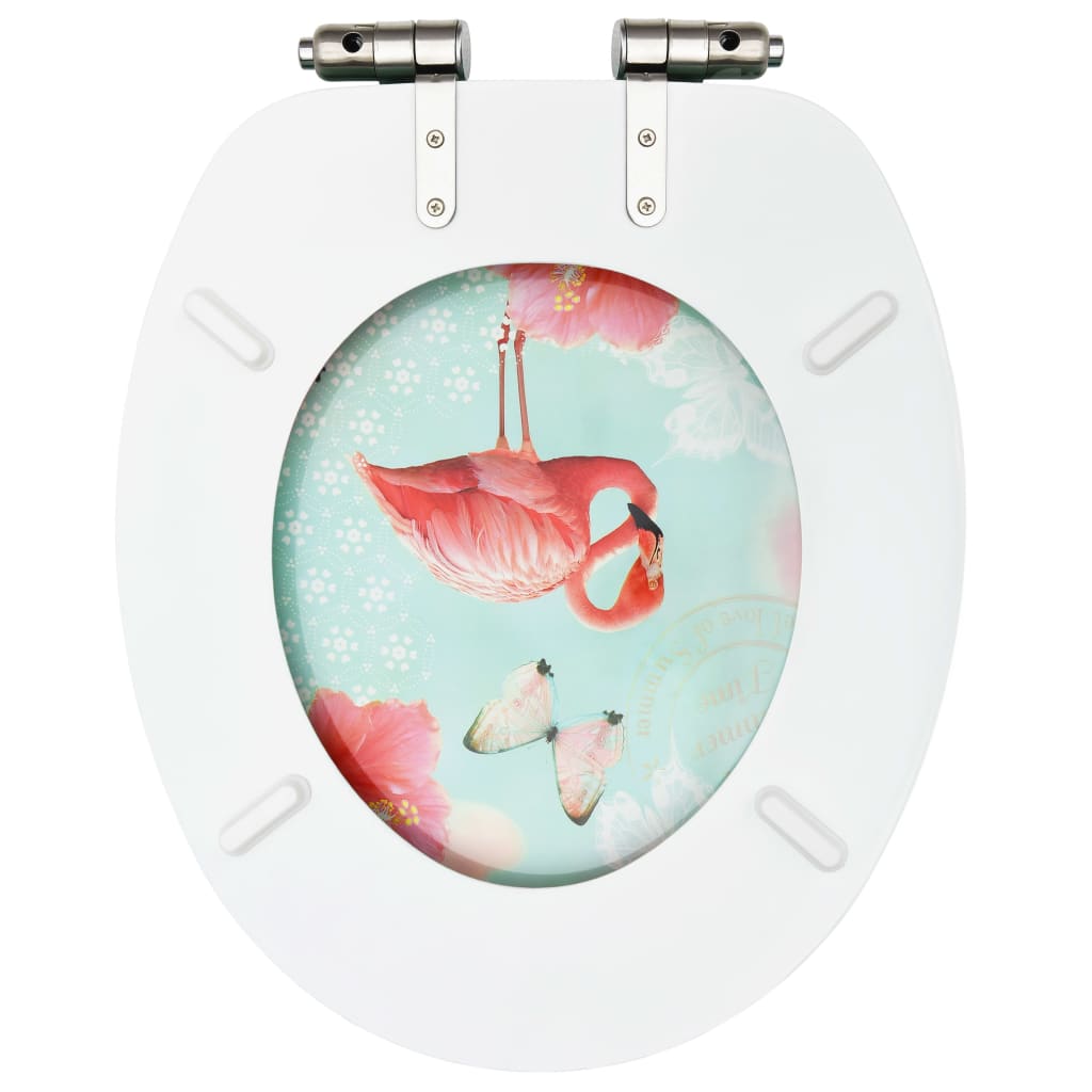 vidaXL flamingómintás MDF WC-ülőke lágyan csukódó fedéllel