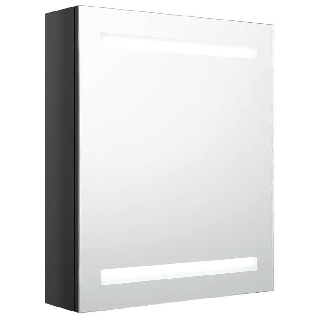 vidaXL fényes fekete LED-es tükrös fürdőszobaszekrény 50 x 14 x 60 cm