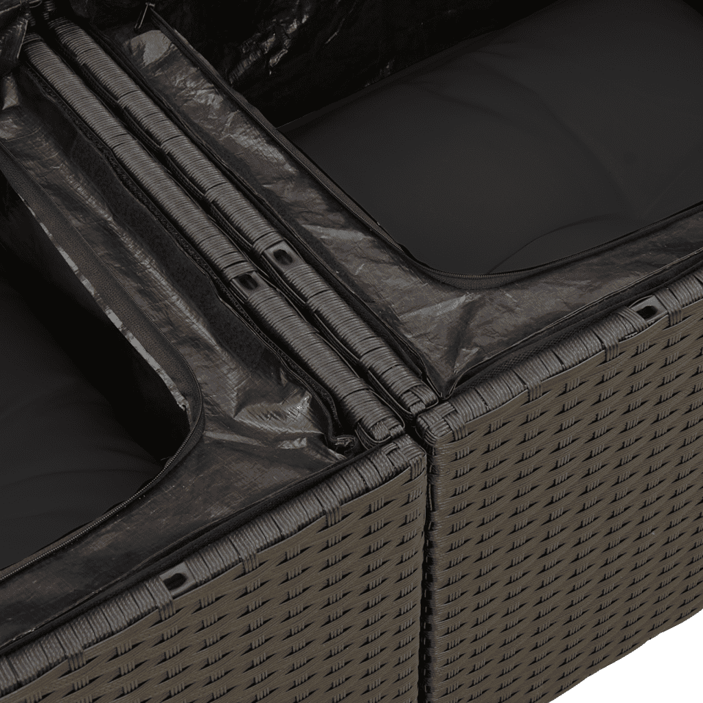 vidaXL 8 részes fekete polyrattan kerti ülőgarnitúra párnákkal