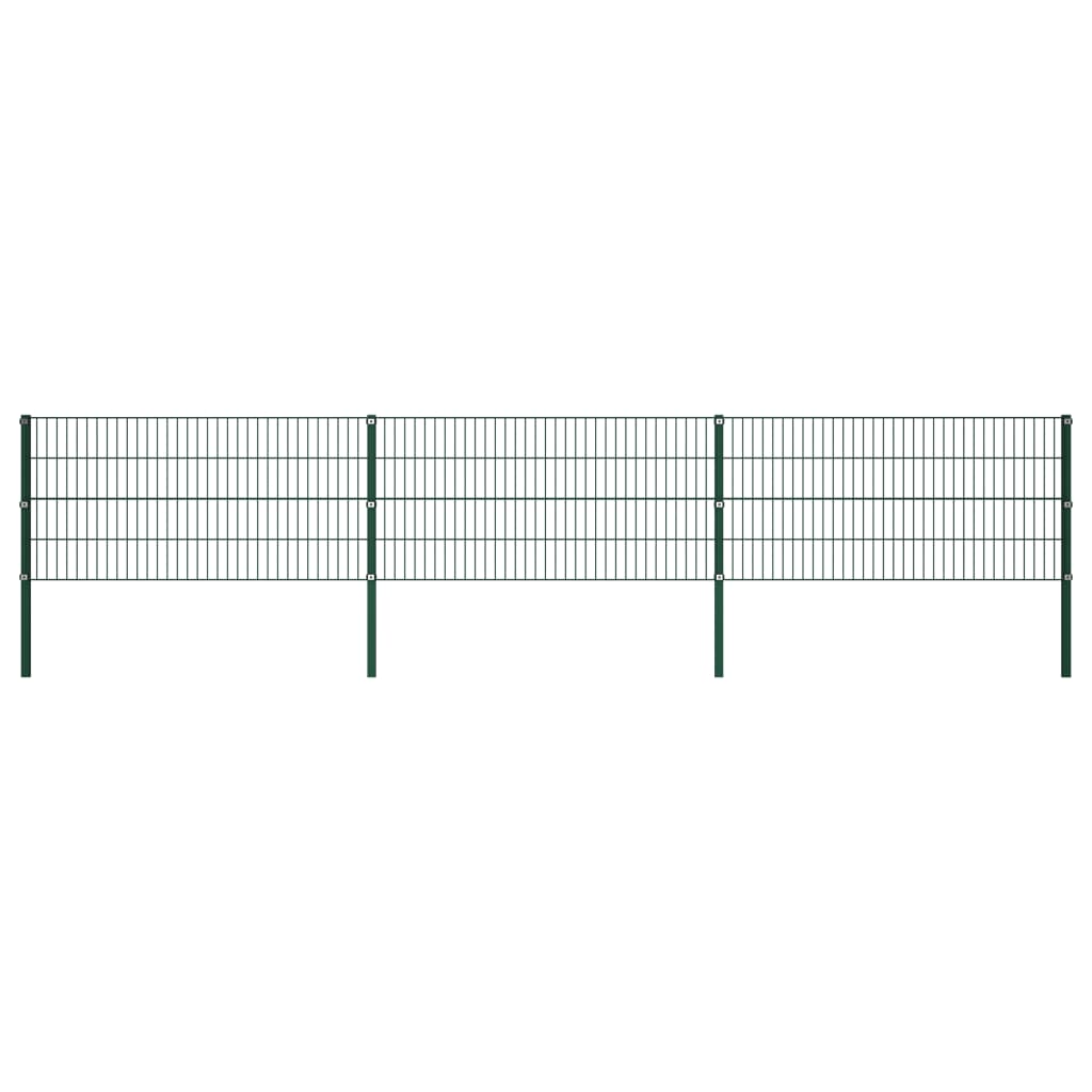 vidaXL zöld vas kerítéspanel oszlopokkal 5,1 x 0,8 m